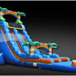 22' Blue Tropical Single Lane Water Slide